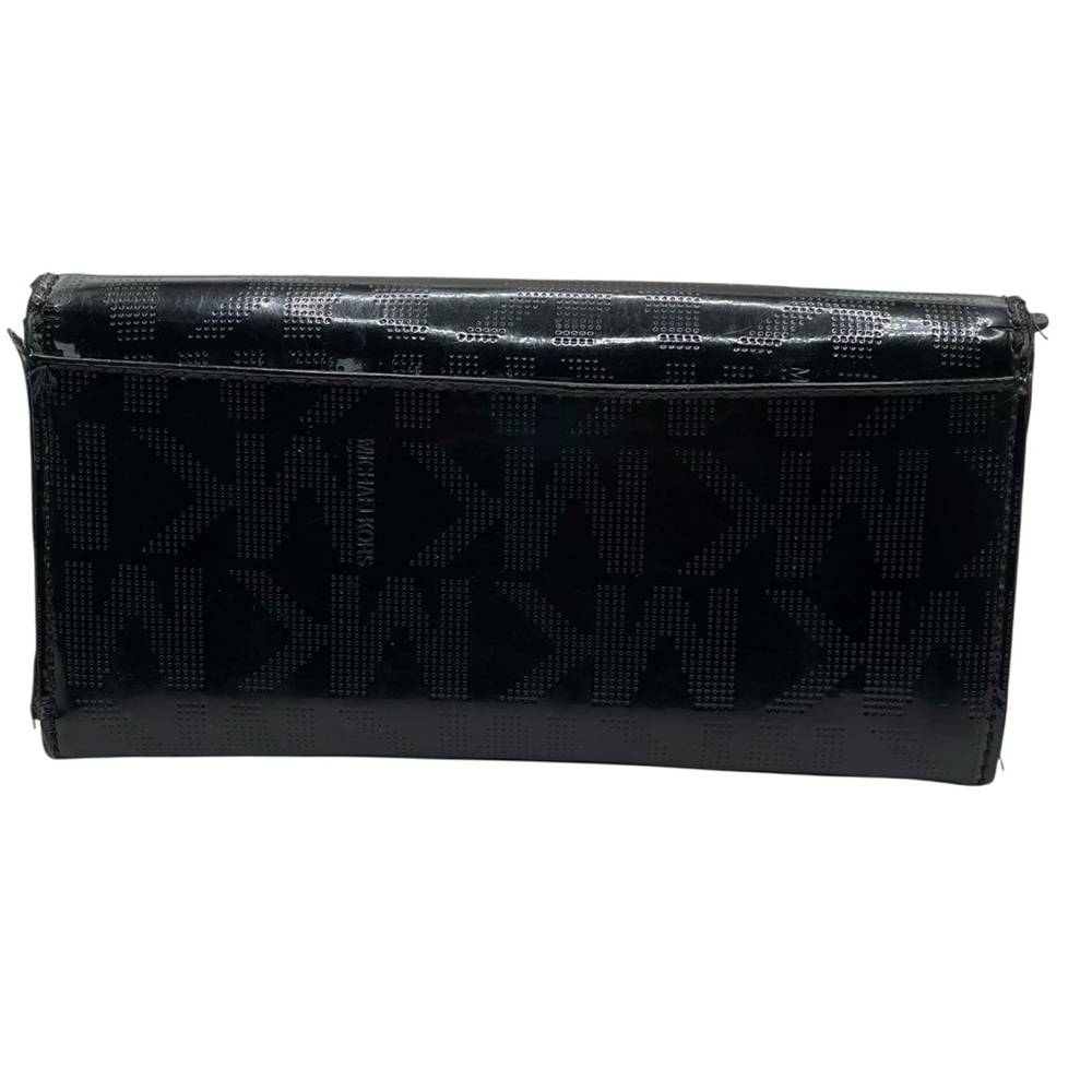 ❤️ Michael Kors Fulton Black Patent Leather Continental Wallet - Picture 3 of 8